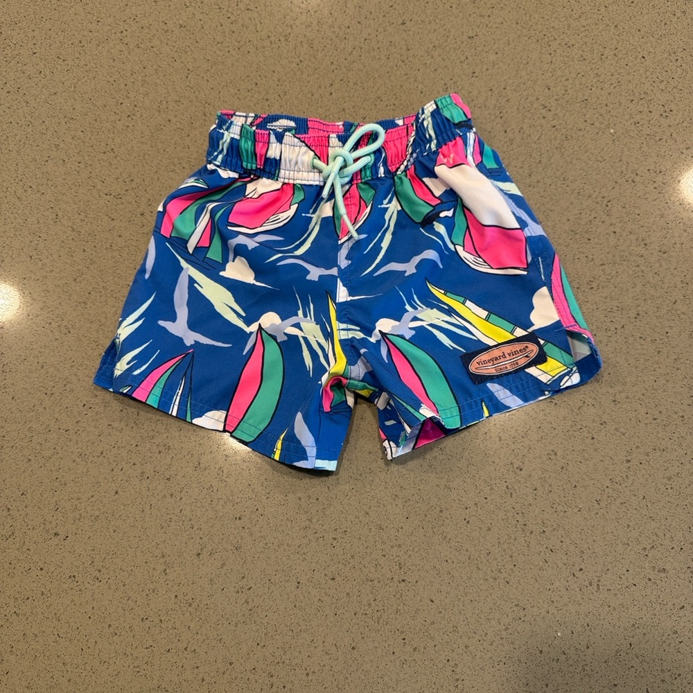 Vineyard Vines Blue and Pink Kids Swim Shorts